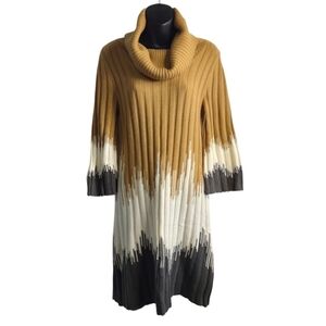 London Times Sweater Dress Women's Turtle Neck 3/4 Sleeves Size Medium